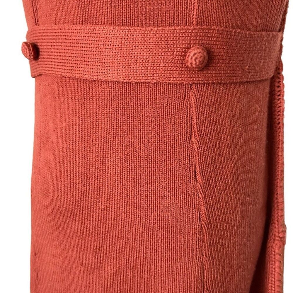 Vintage 70s Ms. Today Suede Leather Crochet Button Front Dress Rust Size M/14 - Picture 5 of 9